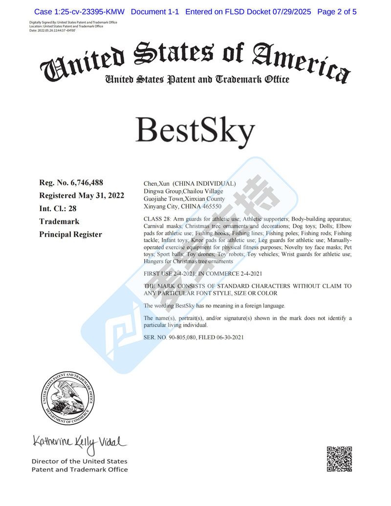 5-cv-23395，bestsky商标发起维权，涉及多个类目，跨境卖家注意排查避雷！"