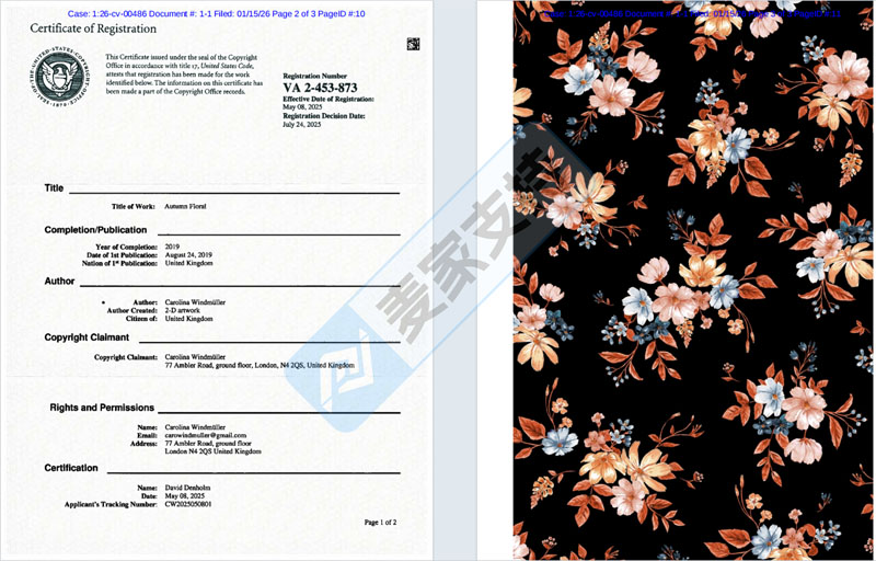 6-cv-00486,keith律所代理全新花卉图案维权,或干翻25个跨境店铺!"