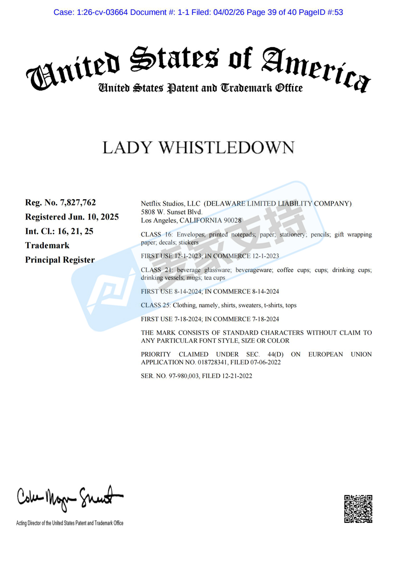 6-cv-03664,杀疯了!GBC律所代理Netflix连发三案!这些商标有侵权风险!"