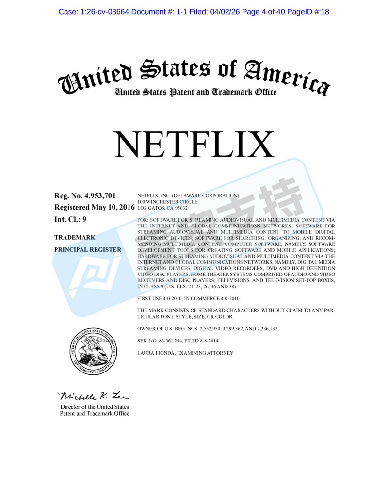 6-cv-03664,杀疯了!GBC律所代理Netflix连发三案!这些商标有侵权风险!"