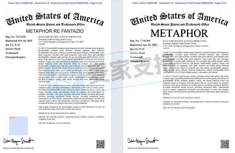 6-cv-22062,Sega维权再升级!Metaphor
