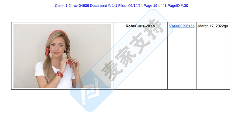 4-cv-04939，MGB律所代理Robecurls无热卷发器强势维权"