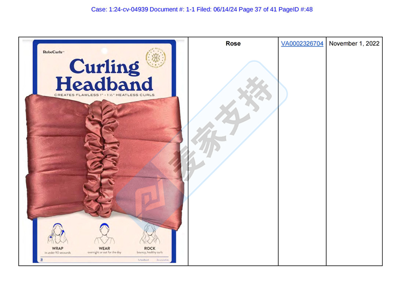 4-cv-04939，MGB律所代理Robecurls无热卷发器强势维权"