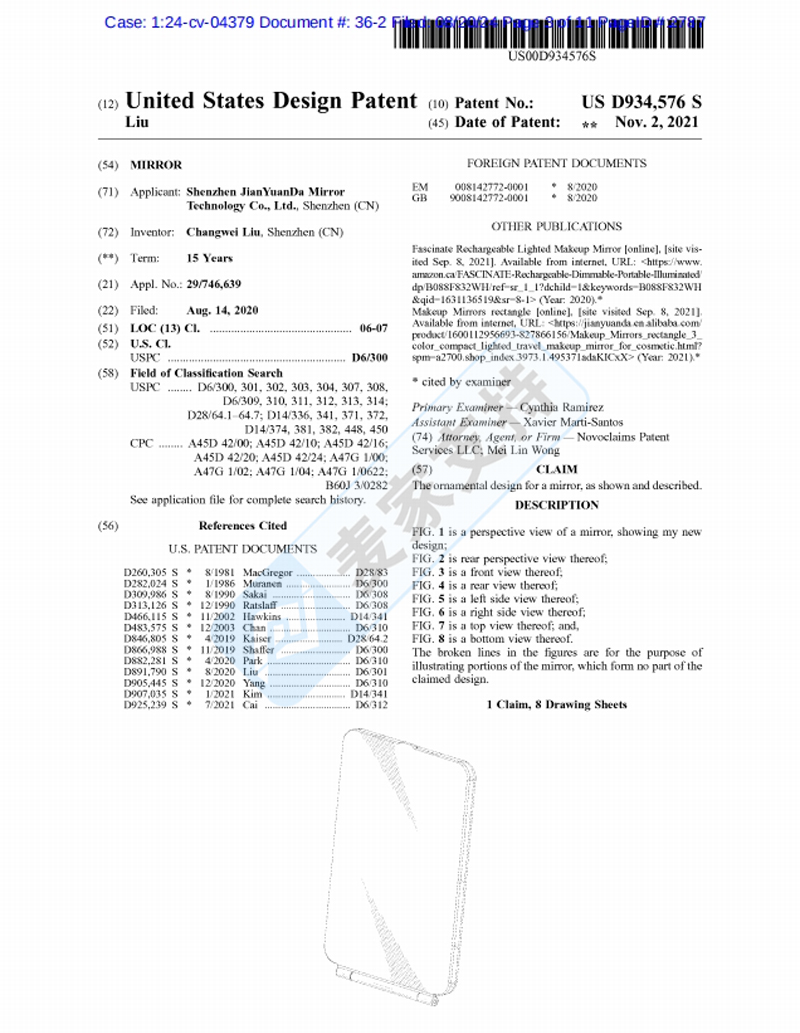 4-cv-07453，Mirror镜子专利再维权！跨境卖家留意这些专利要避雷"