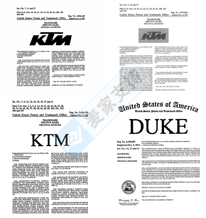 4-cv-07572，KTM摩托维权商标有这些，跨境卖家速看！"