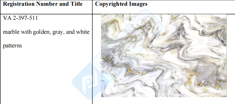 4-cv-06834，国人隐匿案件已TRO冻结！白金灰相间大理石纹理图片使用有风险"