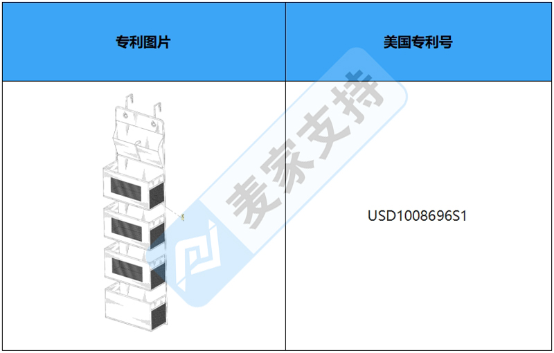 跨境侵权预警——大口袋壁挂式储物架，美国外观专利侵权！