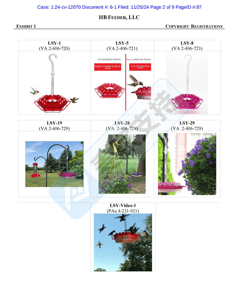4-cv-12070，TRO新案速递！蜂鸟喂食器已申请TRO临时限制令"
