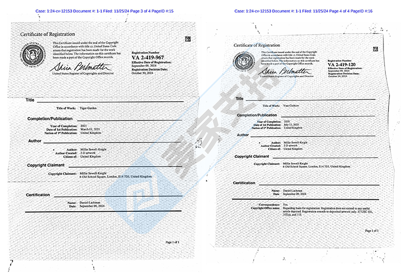 4-cv-12153，TRO新案速递！David代理伦敦艺术家4张新版权维权！"