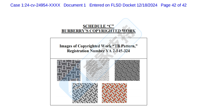 4-cv-24954，奢侈品牌Burberry