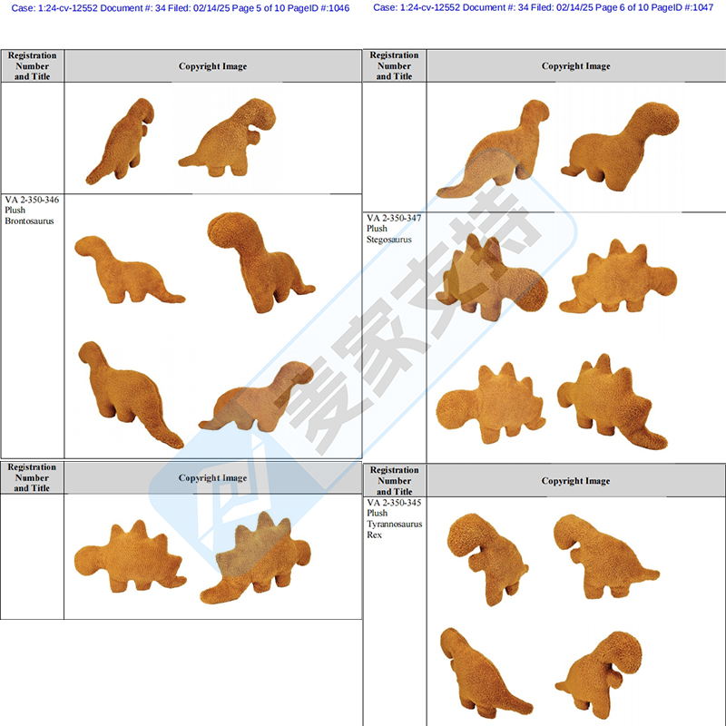 4-cv-12552，恐龙毛绒玩具隐匿维权，86个店铺被TRO冻结"