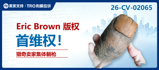26-cv-02065㇑Eric Brown版权隐匿维权，细节已扒！猎奇类目卖家需关注TRO风险